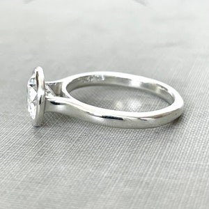 Moissanite Engagement Ring, Recycled Sterling Silver and Moissanite, River, Choose a Stone Size image 3