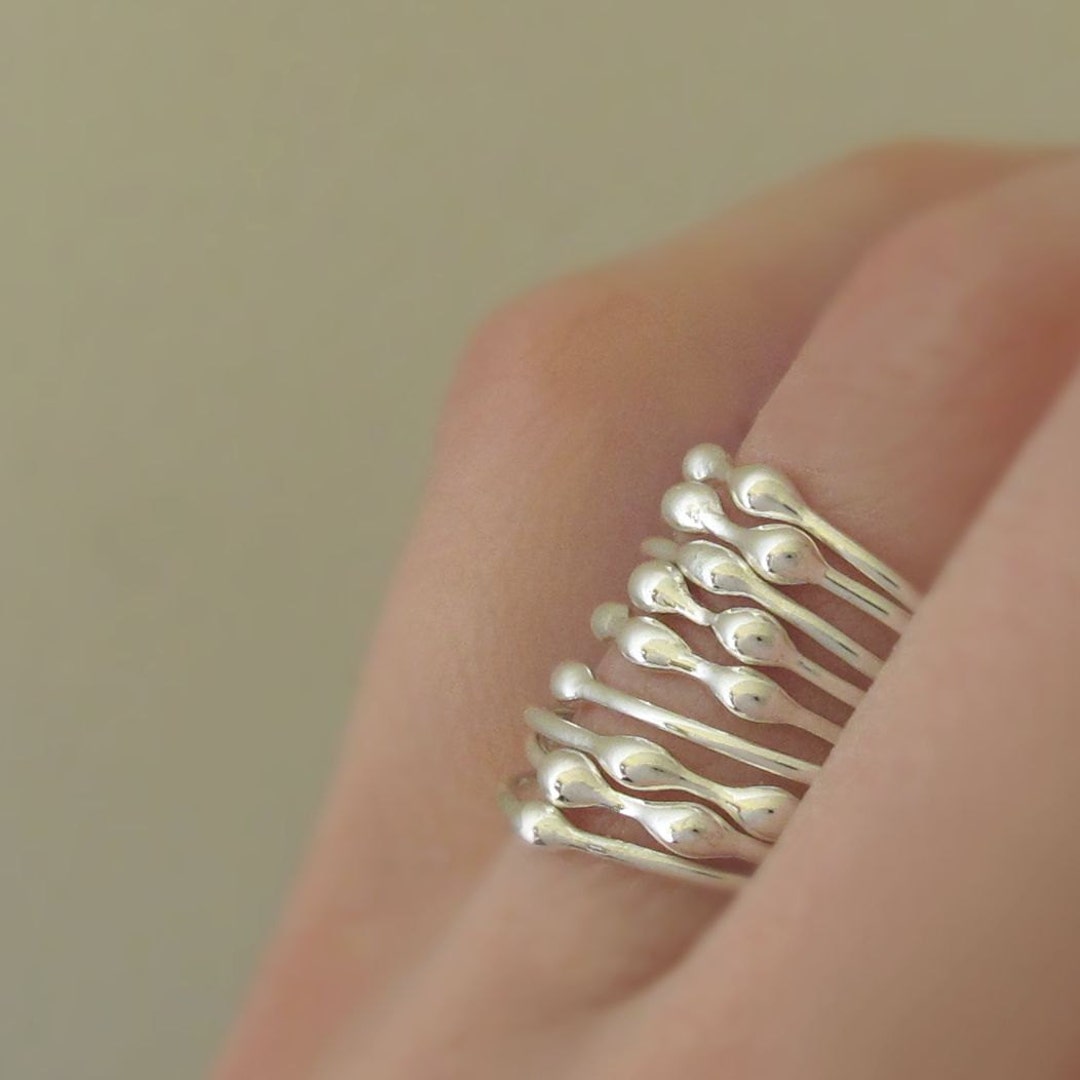 Custom Stacking Ring Set in Sterling Silver, Rain, Build a Custom Ring