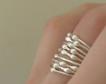 Custom Stacking Ring Set in Sterling Silver, Rain, Build a Custom Ring Set