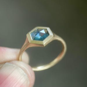 Montana Sapphire Bezel Set Signet Ring in 14k Gold - Made to Order