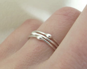 Sterling Silver Stacking Ring Set, Rain, Set of Three