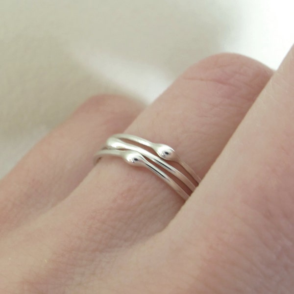 Juego de tres anillos apilables de plata de ley, Rain