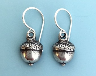 Sterling Silver Acorn Earrings, Last Minute Gift, Free shipping, Gardening Gift