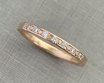 14k Gold and Canadian Diamond Anniversary Ring, Hammered