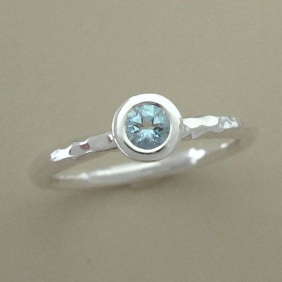 Sterling Silver 2 MM Aquamarine Ring Sterling Silver 2 MM Aquamarine Ring
