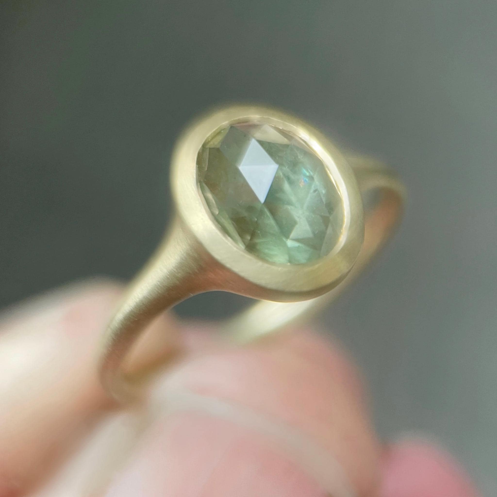 Montana Sapphire Rose Cut Oval Bezel Signet Ring