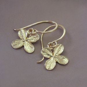 14k Yellow Gold Hydrangea Flower Earrings