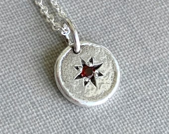 Star Set Birthstone Necklace or Pendant in Sterling Silver