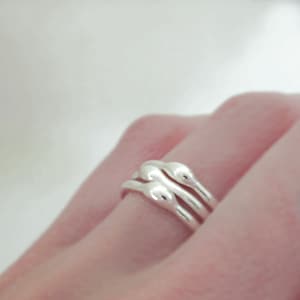 Sterling Silver Stacking Ring Set, Rain, 1.6 mm, Set of Three