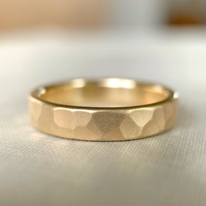 Hammered 14k Recycled Yellow Gold Wedding Ring: Custom Widths