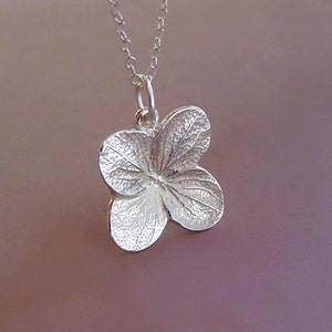 Hydrangea Flower Necklace in Sterling Silver, Last Minute Gift, Free Shipping, Gardening Gift image 1