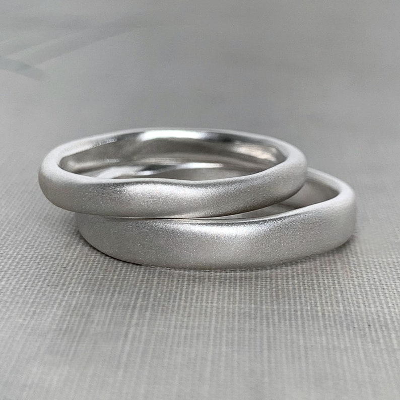 River Wedding Ring in Recycled Sterling Silver, Modern Organic Wedding Ring, Choose a Finish and Width image 1