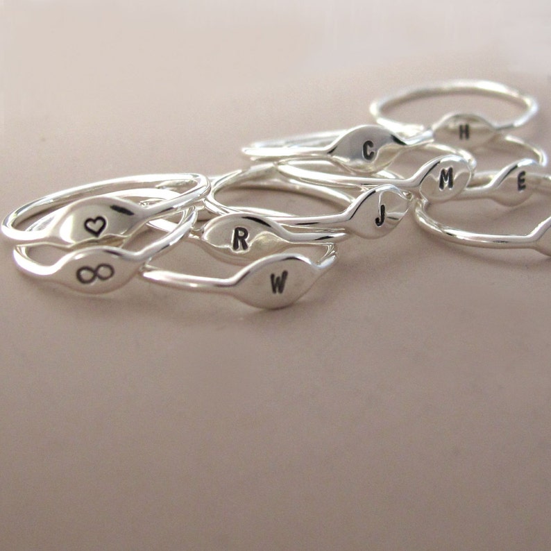 Tiny Personalized Initial Ring in Sterling Silver, Choose a Letter image 2