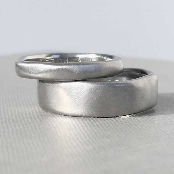 Palladium 950 River Wedding Band, Modern Organic Wedding Ring, Choose a Finish and Width