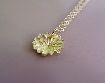 Poppy Flower Necklace in 14k Yellow Gold, Tiny Poppy Charm, Last Minute Gift, Free Shipping, Gardening Gift