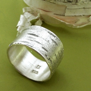 Birch Bark Ring in Sterling Silver image 1