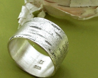 Birch Bark Ring in Sterling Silver