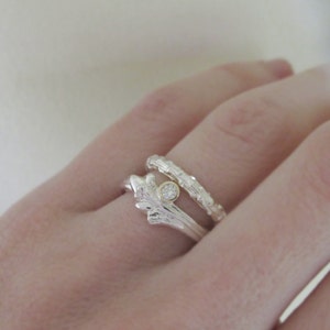Oak Moissanite Twig Engagement Ring, Sterling Silver and 18k Gold image 4