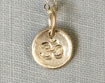 Ohm Necklace, Tiny 14k Gold Pebble Necklace