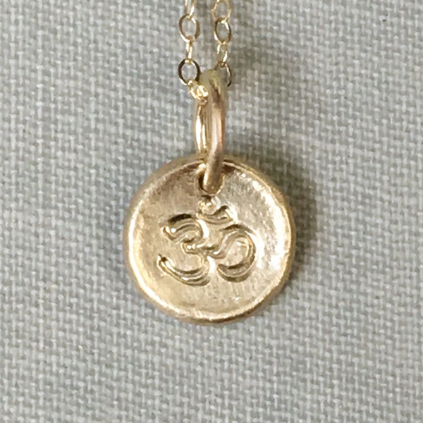 Ohm Necklace, Tiny 14k Gold Pebble Necklace