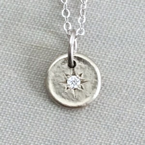 Tiny Star 14k White Gold Necklace with Moissanite or Canadian Diamond