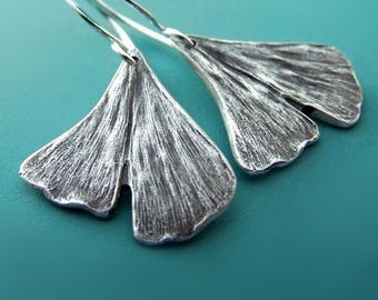 Sterling Silver Ginkgo Leaf Earrings: Nature Inspired Jewelry