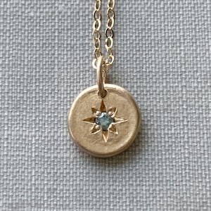 Tiny Star 14k Gold Necklace with Montana Sapphire