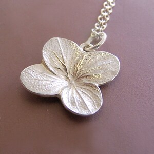 Hydrangea Flower Necklace in Sterling Silver, Last Minute Gift, Free Shipping, Gardening Gift image 2