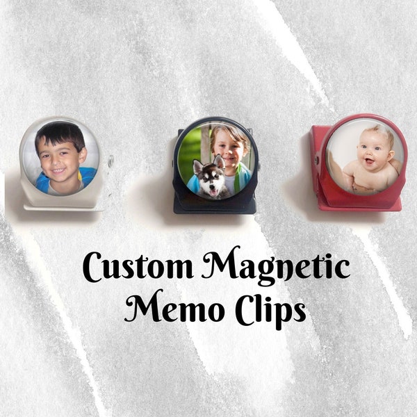 Clip magnétique photo personnalisé - Clip mémo, Aimant de réfrigérateur, Cadeau personnalisé - Aimant monogramme personnalisé, Clip de tableau mémo personnalisé, Aimant photo