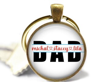 Custom Dad Key Chain - Dad with Names - Custom Name Key Chain - Father's Day, Dad, Children's Names, Personalized Dad Gift, Custom Dad Gift