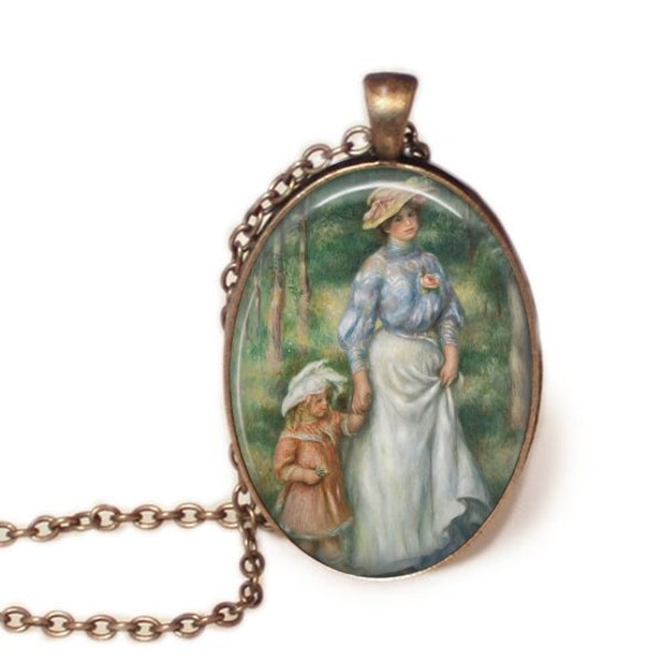 Mother and Child Necklace, Pendant or Key Chain, Vintage Illustration, Art Jewelry, Mother's Day Gift, Mother and Child Pendant, Victorian