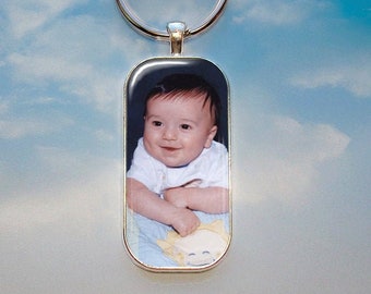 Custom Photo Pendant, Necklace or Key Chain - Larger Rectangle Photo Necklace, Personalized Picture Necklace, Family Photo, Baby Photo