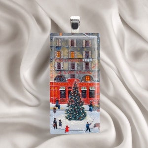 Collier de vacances d&#39;hiver - pendentif arbre de Noël, collier arbre de Noël, image de Noël vintage, bijoux de vacances, cadeau de Noël