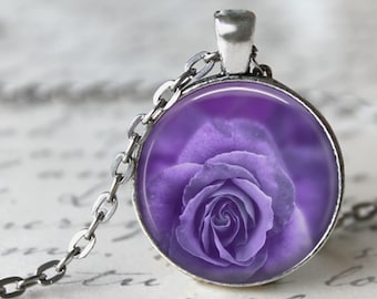 Purple Rose Pendant - Etsy