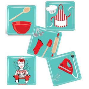 Retro Kitchen-   Glass Tile Magnet Set