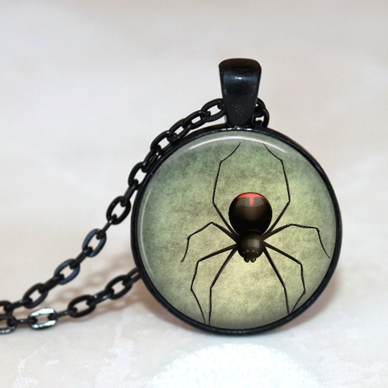 Black Widow Spider Pendant Necklace or Key Chain Halloween Etsy UK