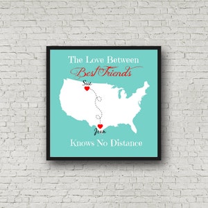 Custom Map Print - Die Liebe zwischen Besten Freunden kennt keine Distanz - Mutter & Tochter