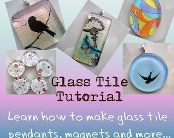 Tutorial (actualizado): aprenda a crear colgantes de azulejos de vidrio y más, ADEMÁS, una hoja de collage digital gratuita. ¡Precio rebajado!