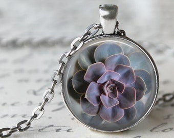 Succulent Pendant, Necklace or Key Chain - Succulent Plant Necklace, Succulent Key Chain