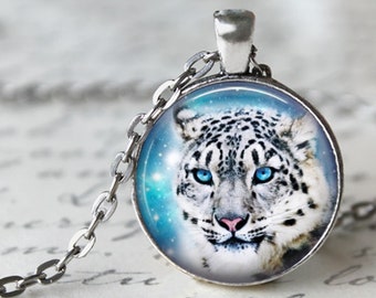 Snow Leopard Winter Pendant, Necklace or Key Chain Snow Leopard  Necklace, Animal Key Chain, Holidays
