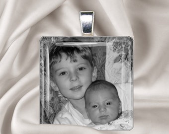 Personalized Pendant Neckace - Custom Photo Glass Tile Pendant