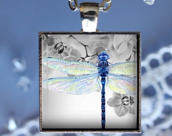 Pastel Wings - Dragonfly Pendant, Necklace or Key Chain - Choice of Silver, Bronze, Copper or Black