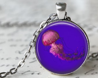 Pink Jelly - Pink Jellyfish Pendant, Necklace or Key Chain - Ocean, Fish - Jellyfish Necklace, Sealife, Ocean Key Chain, Jellyfish Key Chain