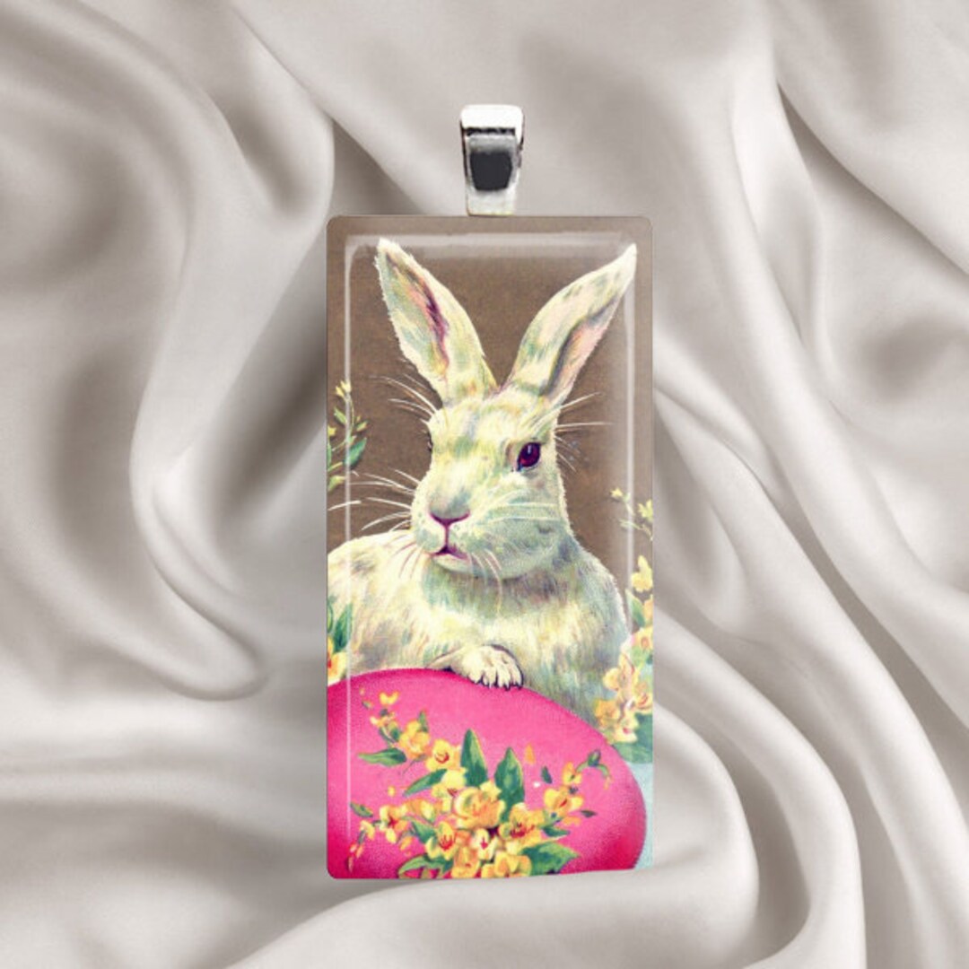 Easter Bunny Pendant, Easter Bunny Necklace, Easter Jewelry, Easter Egg ...