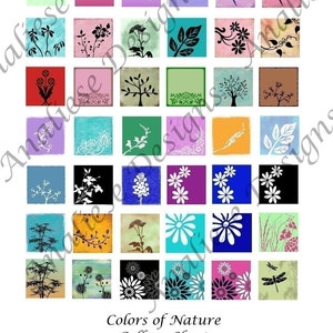 Colors of Nature Instant Download Digital Collage Sheet 1 Inch Squares image 3