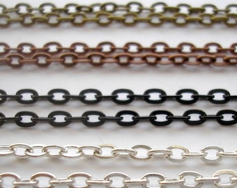 Metal Oval Chain Neckalce - Choice of Shiny Silver, Antique Copper, Antique Gold and Black - Choice of 18" or 24"