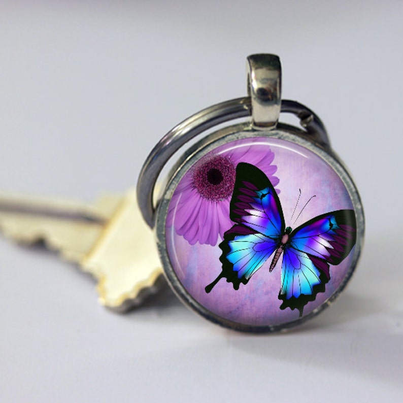 Pretty Purple Butterfly Pendant Necklace or Key Chain in Your Etsy