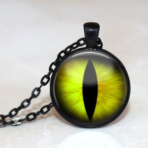 Yellow Cat's Eye Pendant, Necklace or Key Chain - Animal Eye, Cat's Eye Necklace, Cat's Eye Key Chain