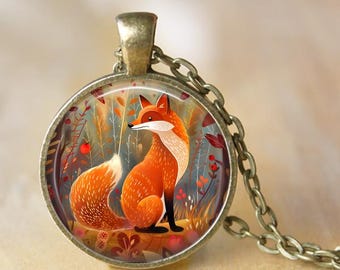 Fox Necklace, Fox Pendant, Fox Key Chain, Red Fox, Autumn Fox
