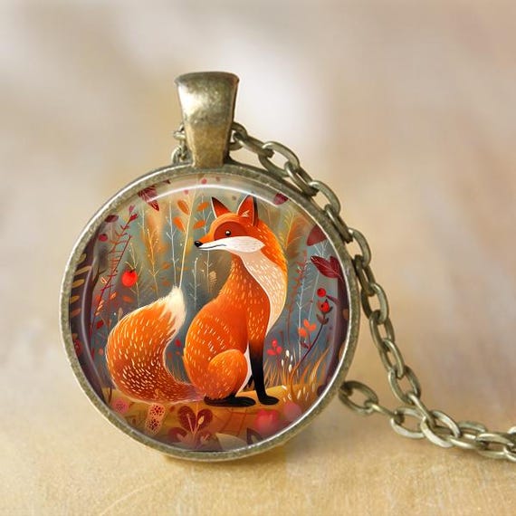 Fox Necklace, Fox Pendant, Fox Key Chain, Red Fox, Autumn Fox